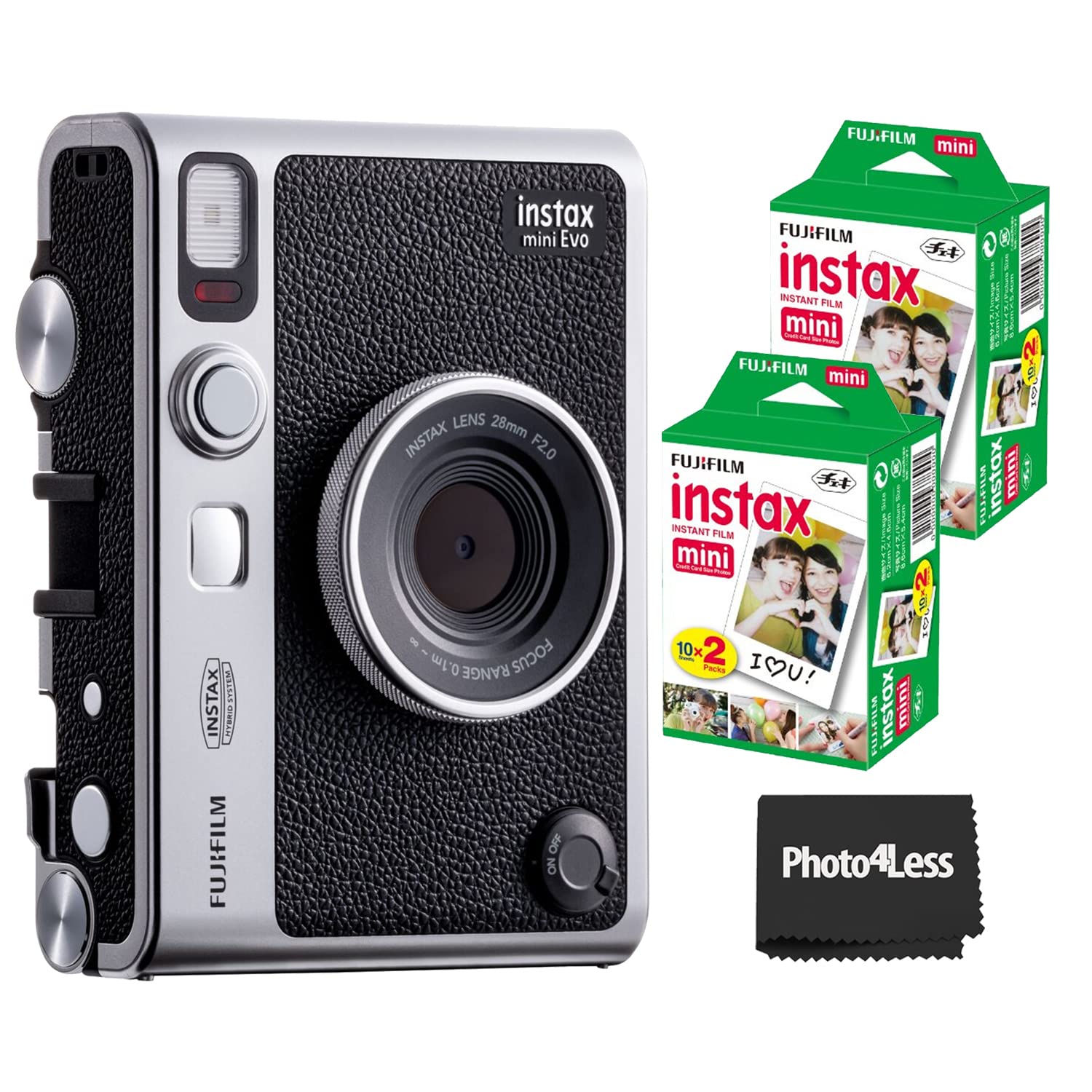 

Fujifilm Instax Mini EVO Hybrid Black Instant Camera + 2 Mini Twin Pack Instant Films.