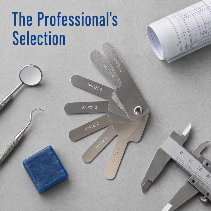 7 Blades Stainless Steel Dental Feeler Gauge Metric Scale Gap Ruler