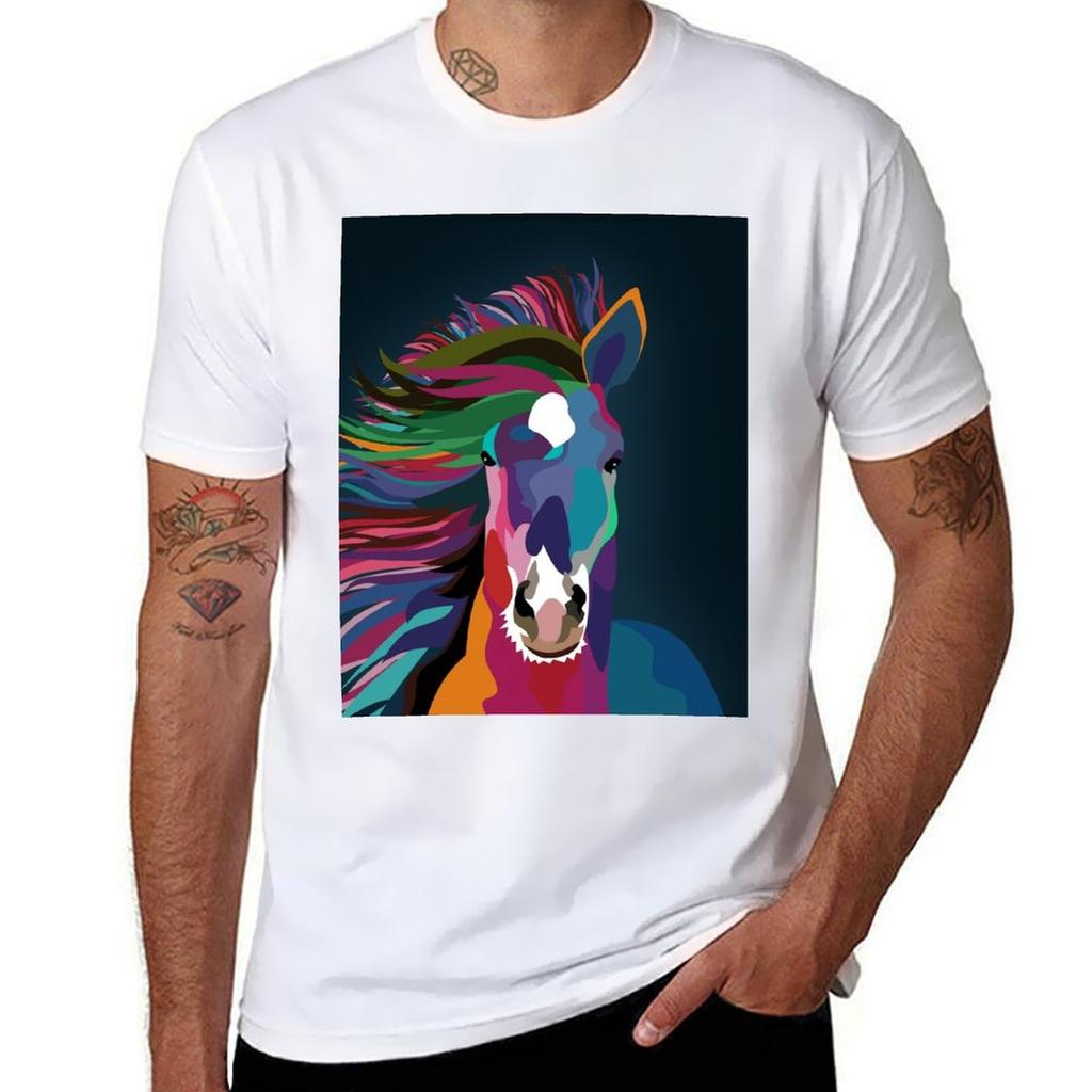 Horse Running Tshirt Basic Lightweight Short Sleeve Tee