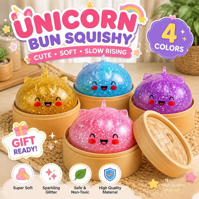 Simulation Steamed Stuffed Bun Toy Glitter Slow Rising Soft Stress Relief Fidget Toy for Classroom Student Rewards