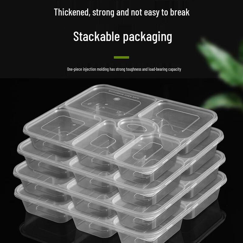 Shihua 6-Compartment Disposable Plastic Lunch Boxes (150 Sets)