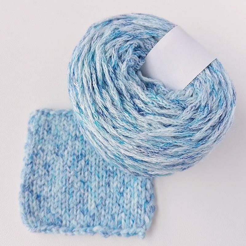 50g/Ball Colorful Flat Ribbon Yarn 1.8mm Hand Woven Hollow Gradient Cotton Yarn DIY Woven Shawl Sweater Scarf Handbag Thread
