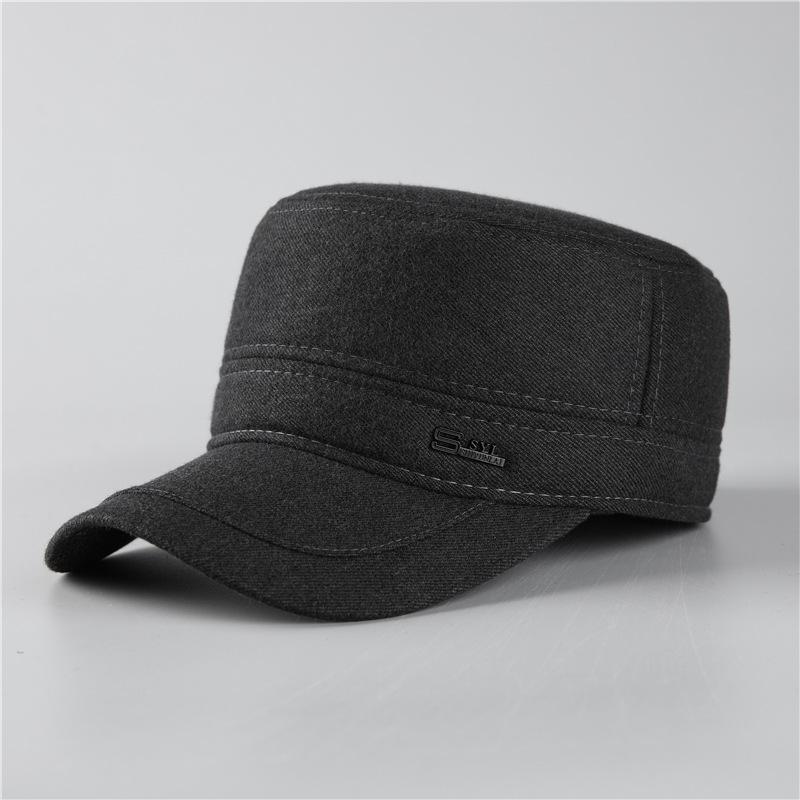 

Шапка Мужская шерстяная термошапка Осень зима шапка дедушки Утолщенная шапка с защитой ушей adjustable серый