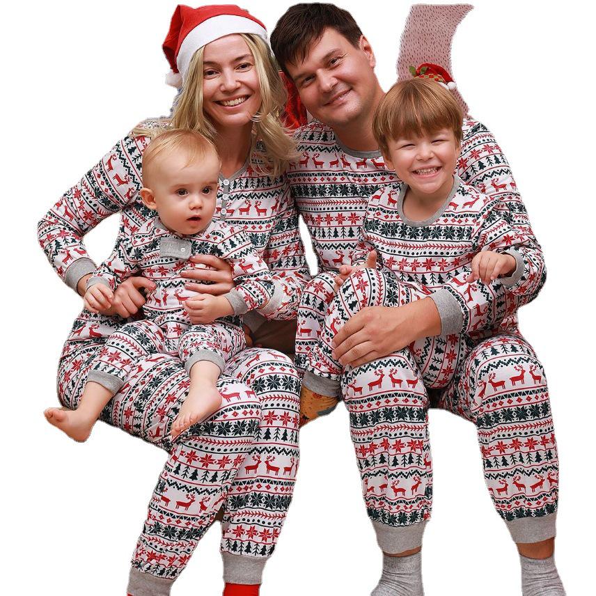 2025 Family New Year's & Christmas Elk Print Matching Pajamas Set