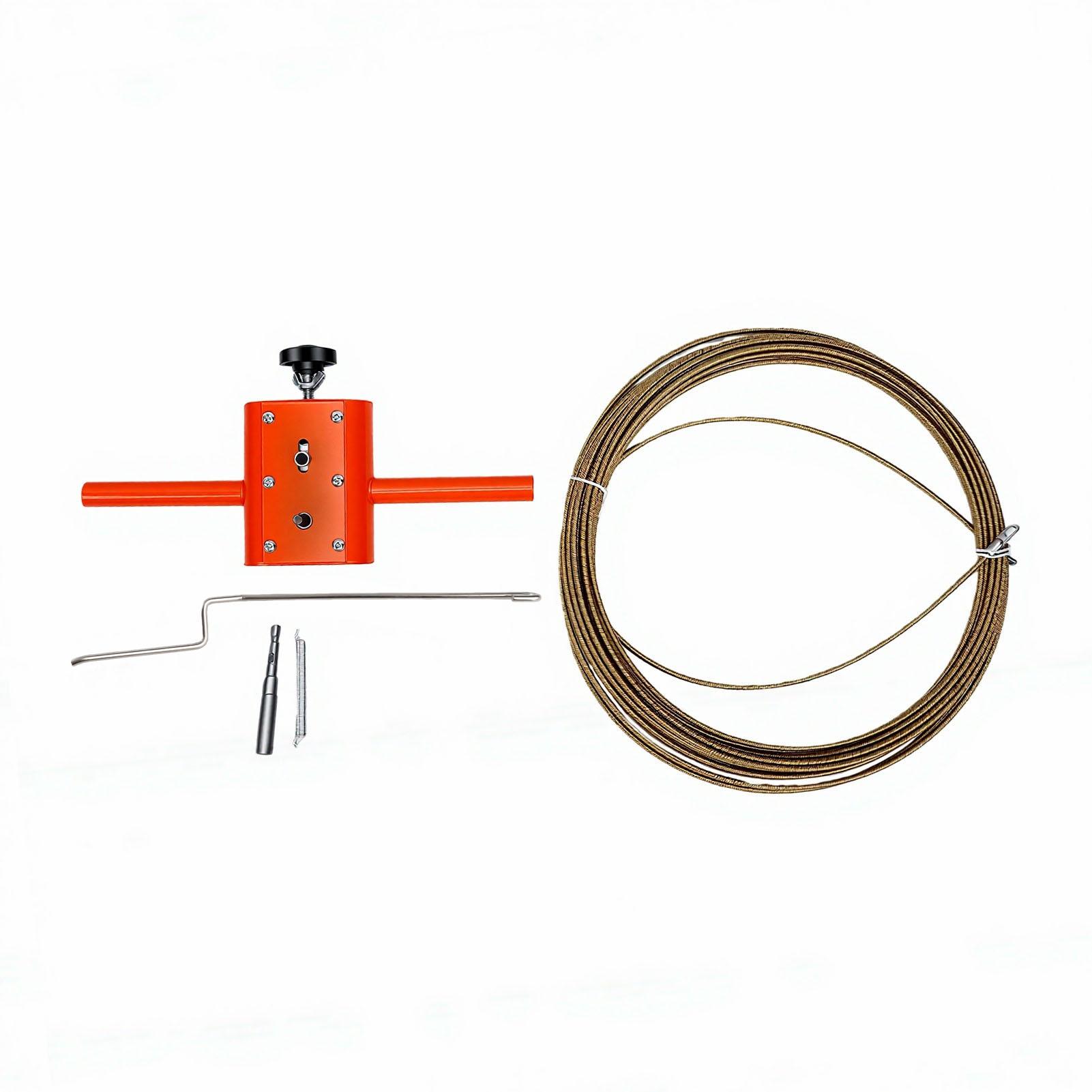 Elektrische Boormachine Draadtrekker, Automatisch Kabeltrekgereedschap met 49,2FT Staaldraad en Booradapter voor Buizen Leidingen Bedrading Bouw Renovatie