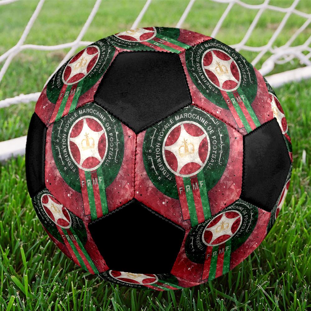 Morocco National FC Size5 Soccer Ball, Colorful, Suitable for All Ages, Machine-stitched, PVC Material, Competition Grade,durable and High Bounce
