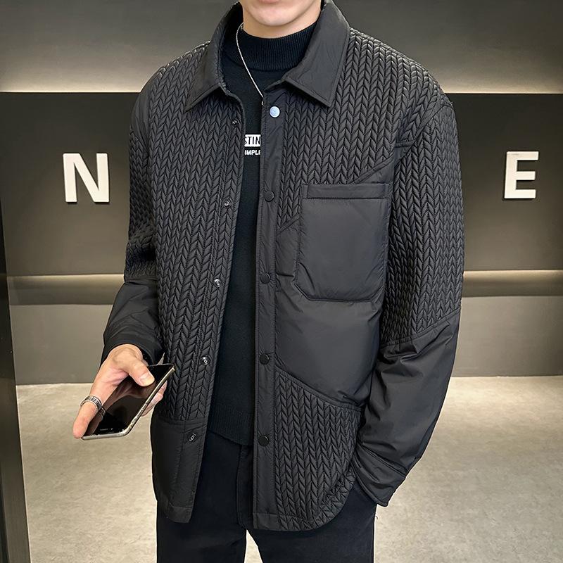 

Мужская деловая повседневная пуховая куртка Мужская зимняя новая трендовая утолщенная теплая свободная с лацканами пуховая мужская куртка 3XL
