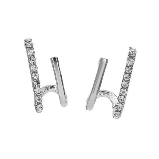 

Поворотные серьги-гвоздики для одиночного пирсинга, крошечные спиральные серьги Huggie, искусственные двойные серьги-кольца, серьги-иллюзии, подарок на день рождения, День Святого Валентина для мамы серебряный