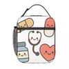 Kawaii Doctors Nurse Enfermera Doctor Pattern Insulated Lunch Bag for Women Kids Leakproof Food Boxes Thermal Lunch Box Tote