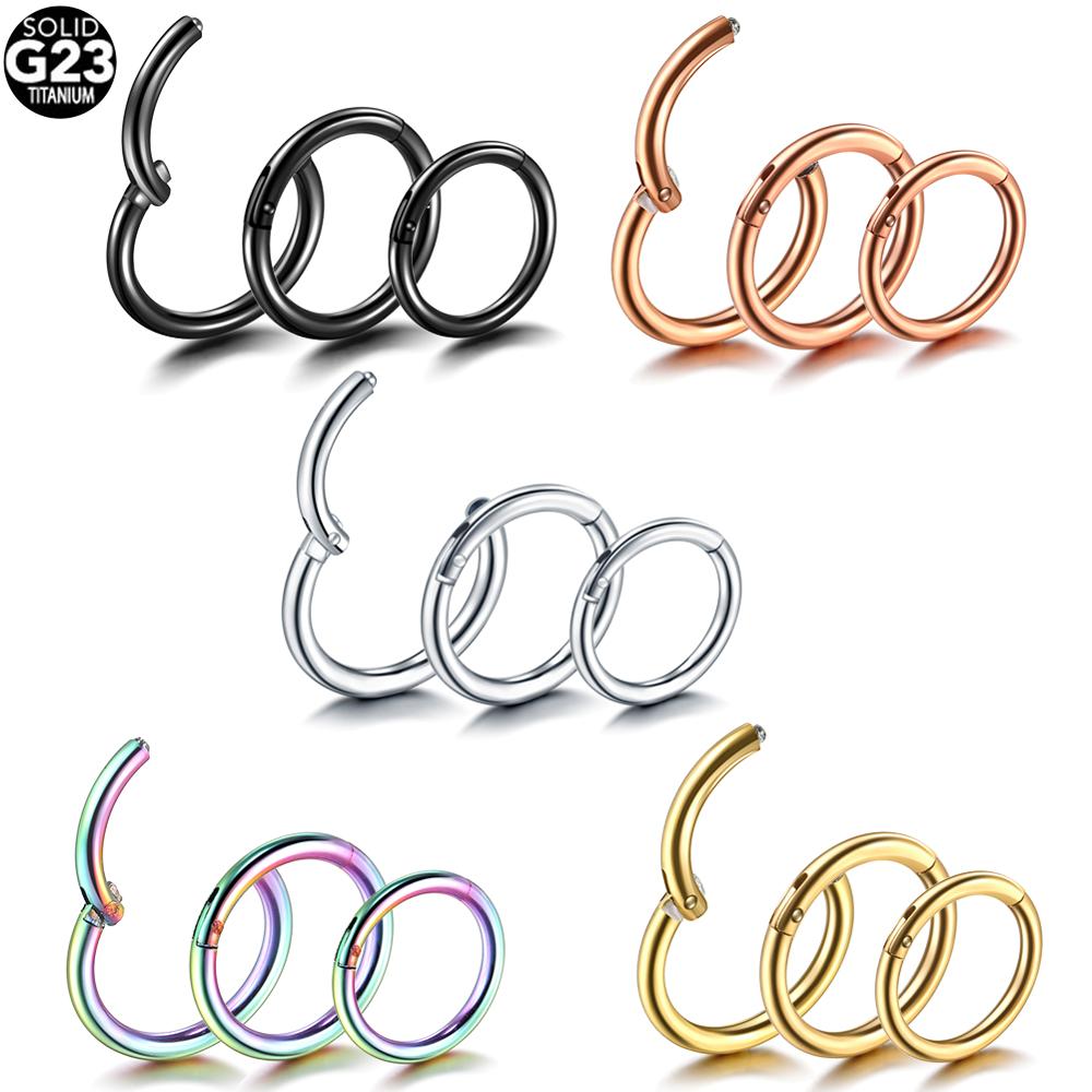1PC ASTM-F136 Titanium Nostril Piercing 10/12/14/16/18G Septum Clicker Ear Cartilage Tragus Helix Conch Piercing Nipple Jewelry
