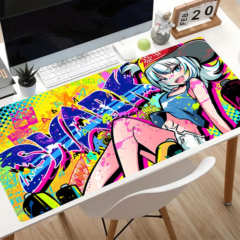 Mouse Pad Hololive Gawr Gura Colorful Table Mat Anime Professional Gaming Accessories Rubber Computer Keyboard Mat Game Mousepad