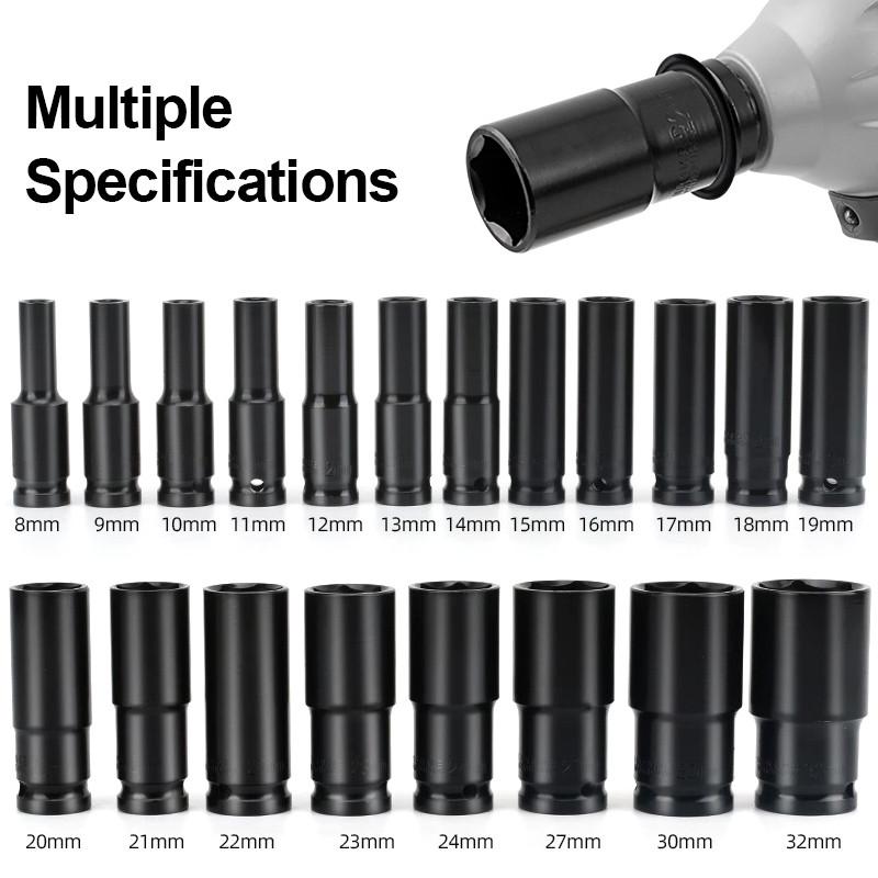 15 Stück / 20 Stück 1/2 Zoll 8mm - 32mm Schlagschrauber Steckschlüsselsatz Pneumatischer Verlängerter Hülse Schraubenschlüssel Kastenwerkzeugsatz Sechskant-Hülsen Satz