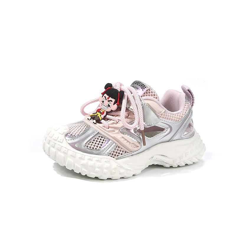 

Одинарные сетчатые дышащие кроссовки 2025 лето популярная мода аксессуары Нечжа мальчики детские пляжные туфли девочки сандалии 27-31 yards, 5 pairs in one hand розовый