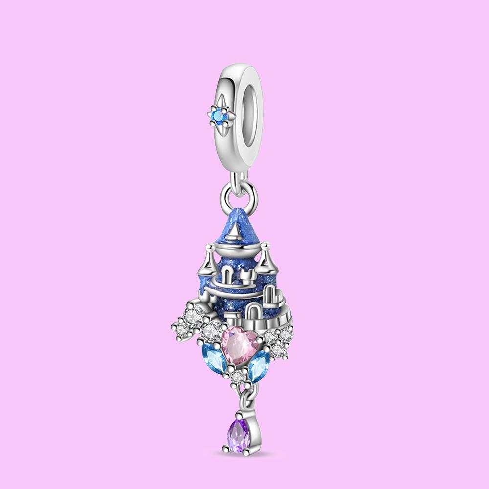 Pendant Charm Bead Copper Crystal Castle Pendan Beads Fit Original Bracelet For Jewelry Making Valentine'S Day Gift