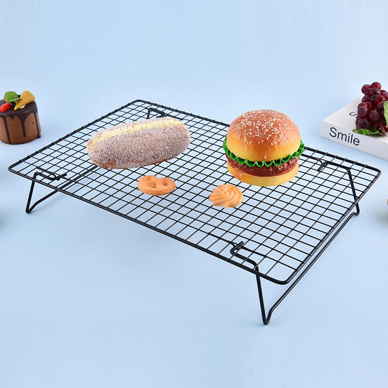 Foldable Thickened Iron Cooling Rack for Cookies, Bread, and Cake - Hollow Storage and Upside-Down Baking