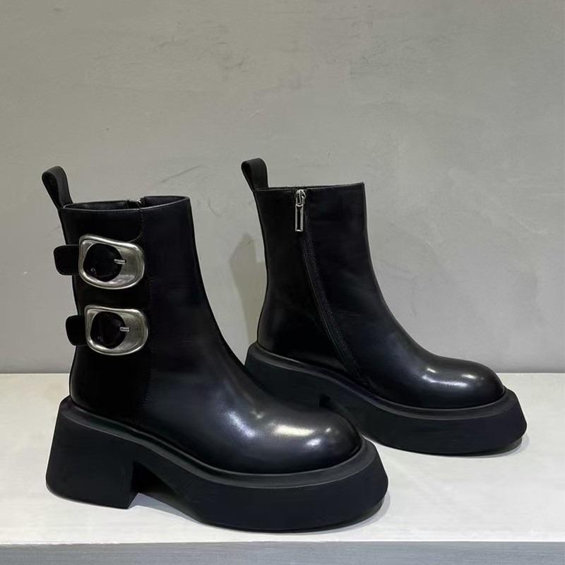 Mode 2025 Neu Herbst Winter Punk Style Mode Plateau Runde Zehe Damen Kniehohe Stiefel Dicke Sohle Hohe Absätze Schuhe Stiefel