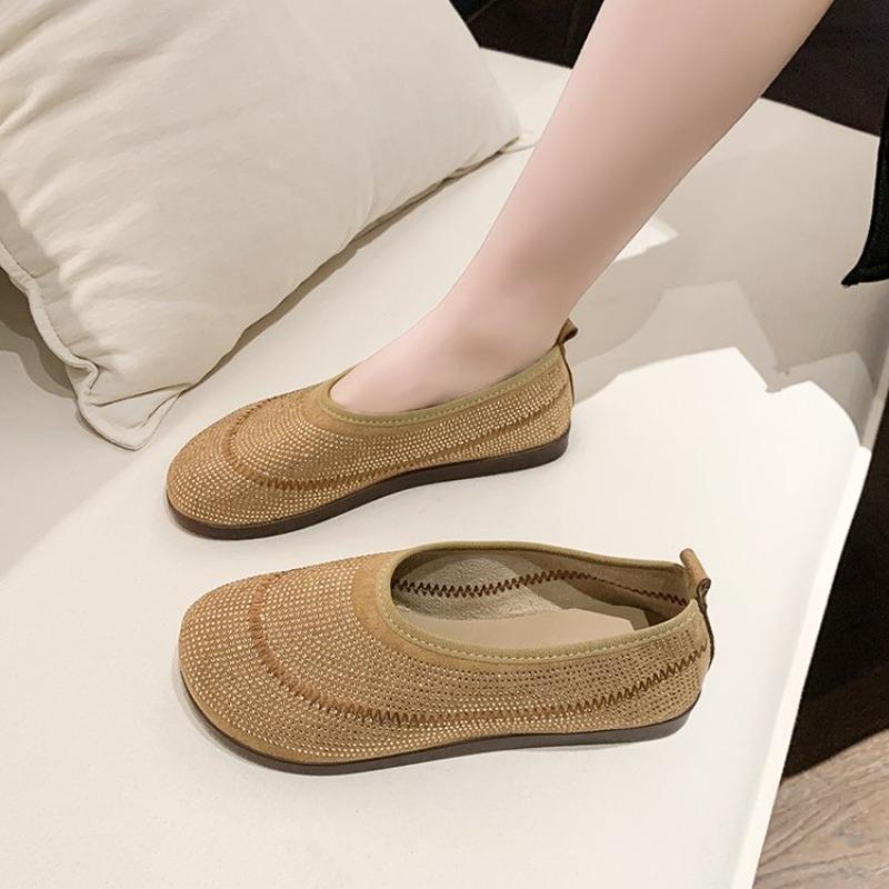 Fashion Women Autumn Female Shoes Crystal Slip-on Soft Shallow Mouth Fall Dress Rhinestone Boat Slip On New Retro Moccasin Summer Flock
