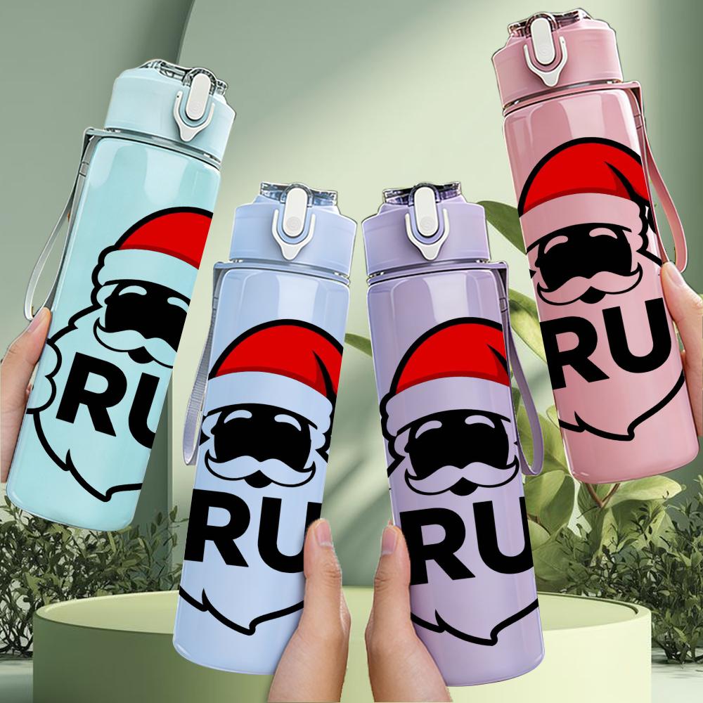 1PC Bruh Santa Monochrome Bust 750ml Color Plastic Water Bottle Leakproof Flip Straw Lid For Sports Office Home Use