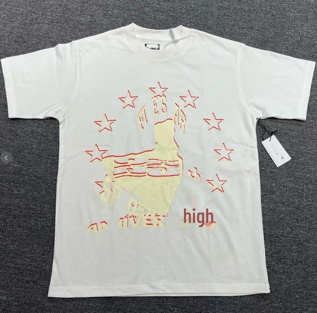 T-shirt Unisex con Stampa di Lettere in Schiuma Hip Hop Euro-Americano: Scollo Rotondo, Manica Corta, Design alla Moda