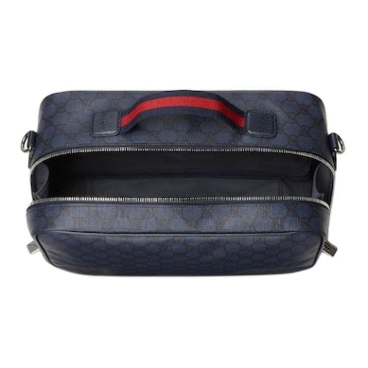 Gucci Tennis Series 8L Classic Double G Logo Print Leather Tote Bag Medium Men bags Dark-Blue 799872-FAEV0-8471