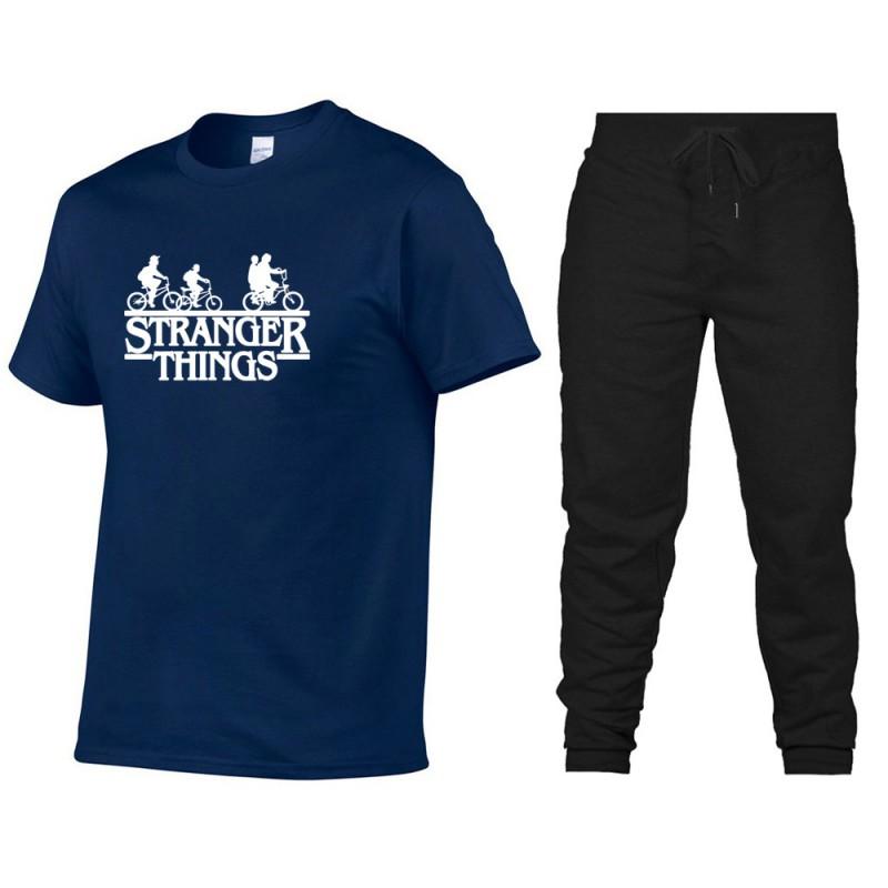 Mens Cotton Short Sleeve T-Shirt Pants Set Casual Sportswear Outfit Teens Young Adults