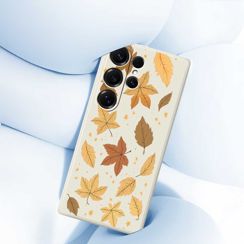 For Samsung Galaxy S25 Ultra Case Maple Leaves Pattern Printing Straight Edge TPU Phone Back Cover