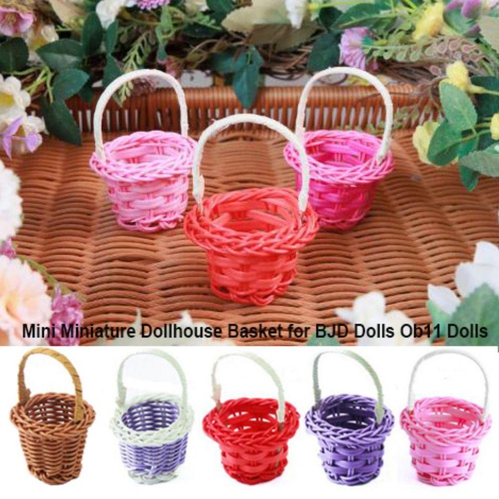Fashion Dollhouse Basket DIY Handmade Vine Weaving Basket Handheld Vine Basket Children's Day