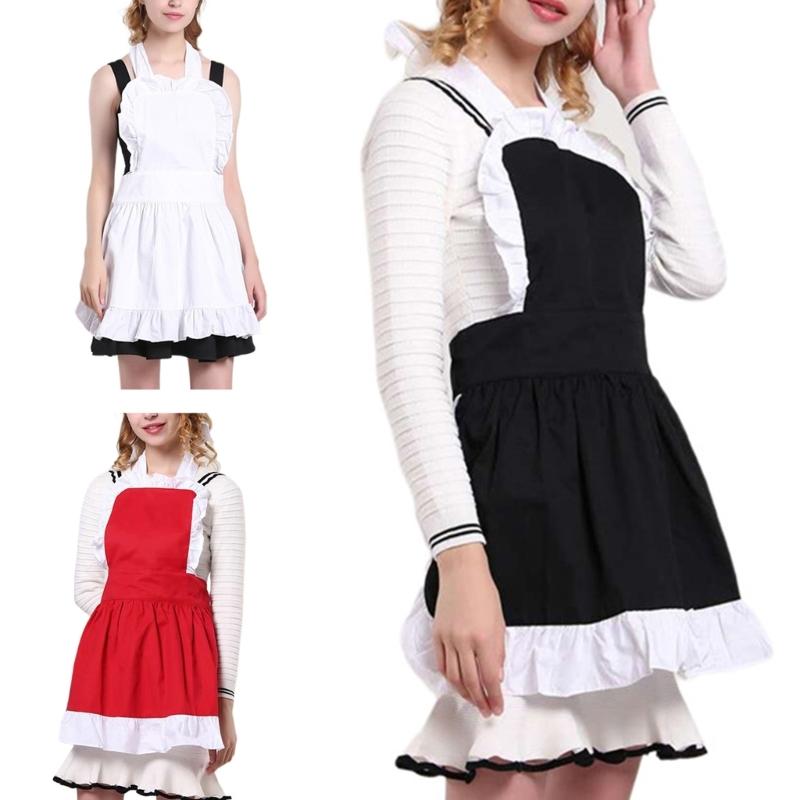 Women Kitchen Aprons Waitress Apron Retro Apron Cooking Aprons Ruffle Apron Maid Apron for Cooking Coffee Shop