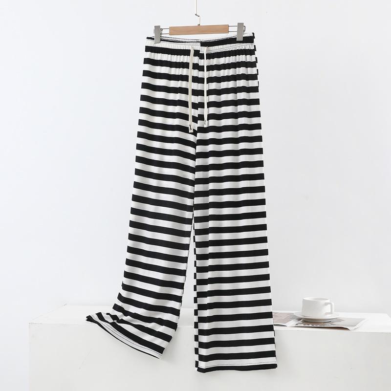 Women's Striped Wide-Leg Pants: Spring/Summer, Lightweight, Loose Fit, Versatile, Plus Size