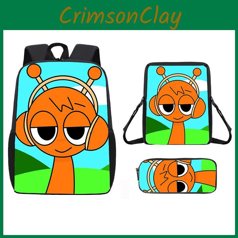 Incredibox Sprunki Pattern Backpack Shoulder Bag Pencil Case Three Set Piece