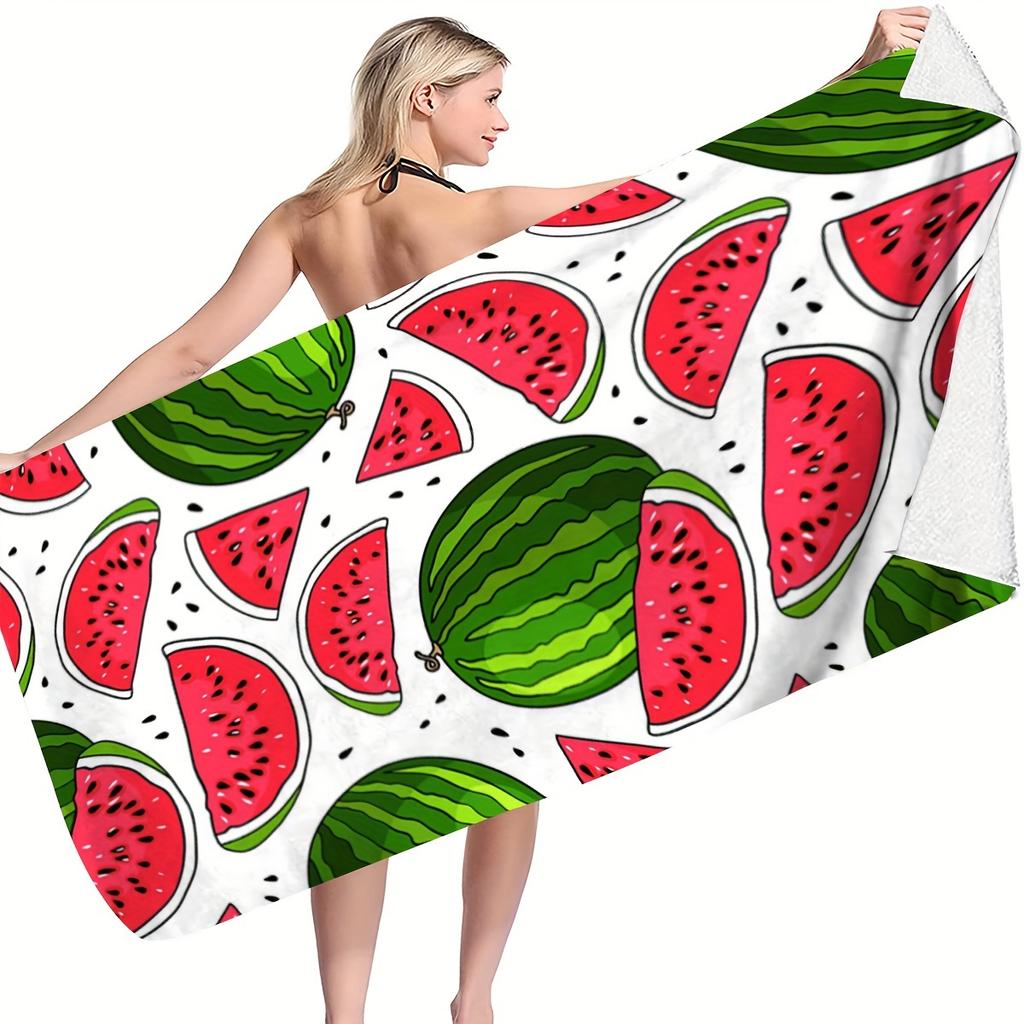 Watermelon Print Summer Beach Towel, All Over Design Microfiber Quick Dry Absorbent Soft for Travel Pool Bath Seaside Gift
