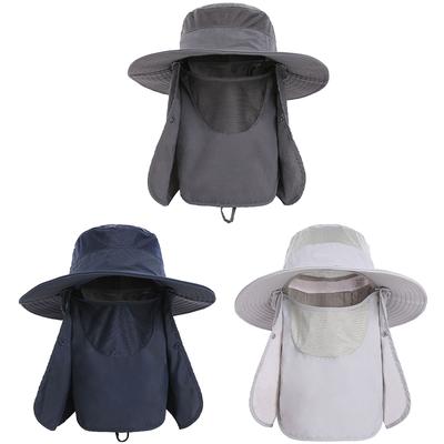 Sun Hat UV Protection Cap Wide Brim Nylon Breathable Quick Dry UPF 50+ Fishing Hat with Removable Fa
