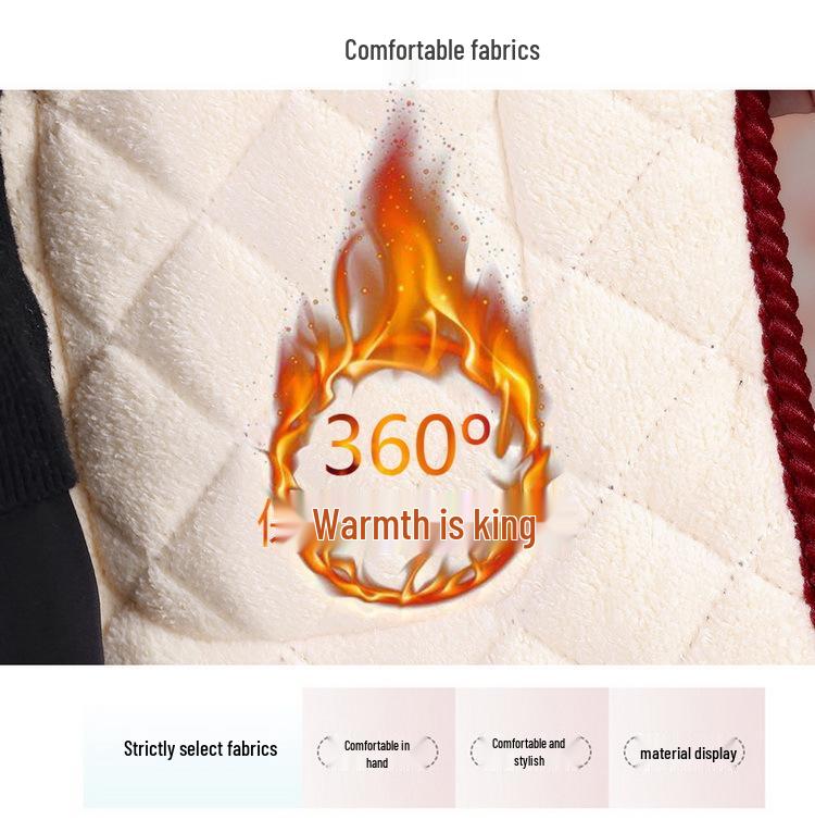 Stylish Loose Plus Size Fleece-Lined Corduroy Jacket for Middle-Aged and Elderly Women