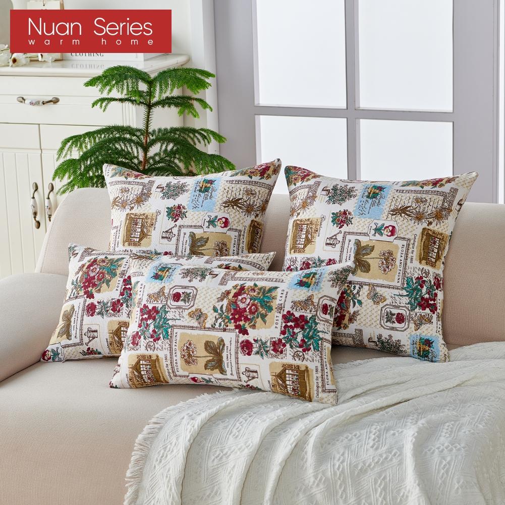 1PC Nuan Series Versatile American Retro Cotton and Linen Comfortable Pillowcase Cushion Cover for Sofa Bed Living Room Bedroom Home Decor