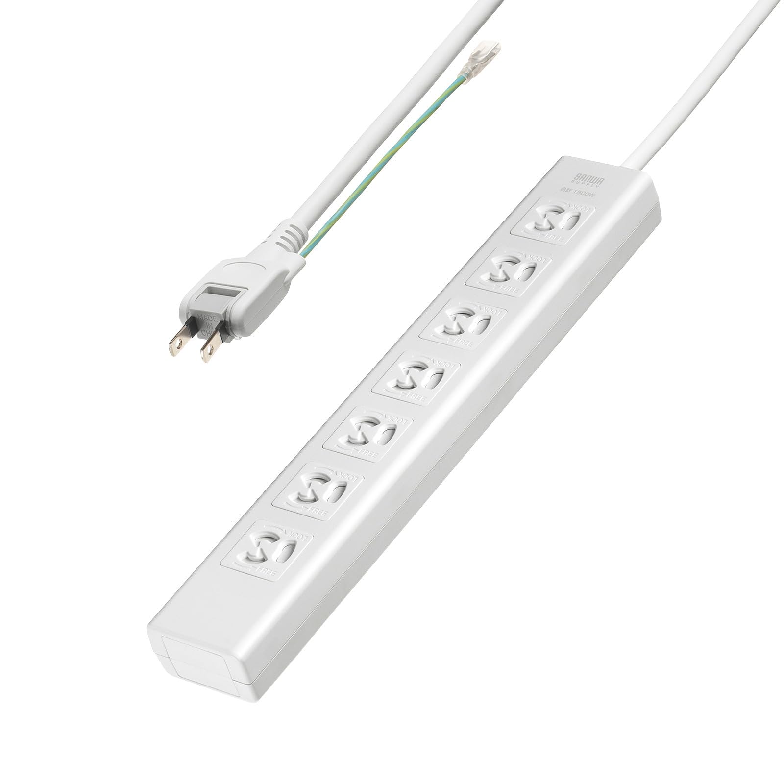 

Sanwa Supply Anti-Pull Shutter Tap (3-Pin, 7 Outlets, 5m) TAP-F37SH-5SR