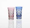 Kagami Crystal Pair of Slim Glasses, Red and Blue, 120ml, Edo Kiriko, TPS587-2951-AB