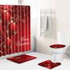 Christmas Toilet Seat Shower Curtain Four-Piece Printed Floor Mat Set Bathroom Floor Mat Bedroom Absorbent Door Mat Carpet