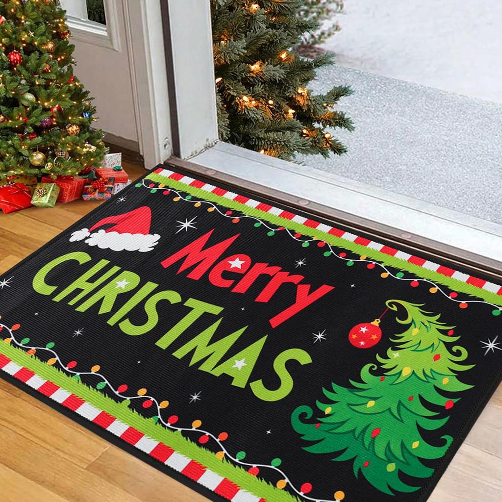 Christmas Floor Mat, Christmas Decorations, Anti-Slip And Easy-To-Clean Entrance Carpet,  New Year Home Decoration