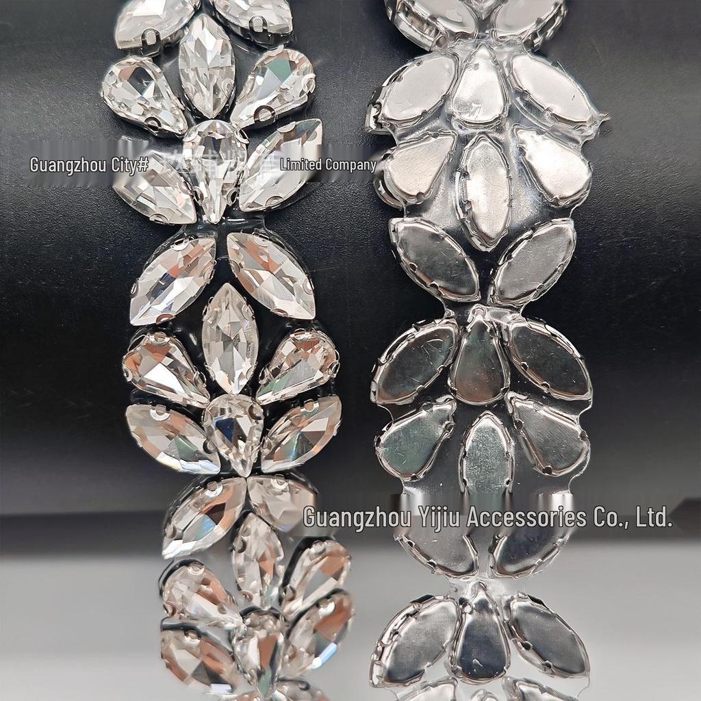 Marquis Rhinestone Hotfix Glue Chain for DIY Shoes, Bags, Belts, Collars, Clothing & Jewelry Accessories