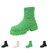 Women's Round Toe Knitted Boots Heel Short Shaft for Fall Winter