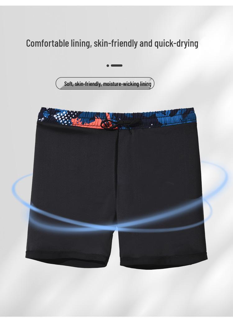 Men's Quick-Dry Double-Layer Swim Trunks - Large, Anti-Embarrassment, Boxer Style, Professional Hot Spring Set
