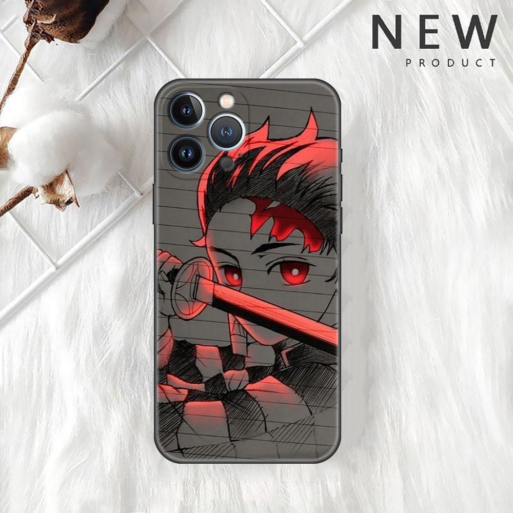 

Чехол Funda для Apple iPhone 14 11 13 7 12 Pro 7 XR XS Max 8 Plus 6 14Pro 13Mini, черный мягкий чехол для телефона аниме Demon Slayer iPhone 11