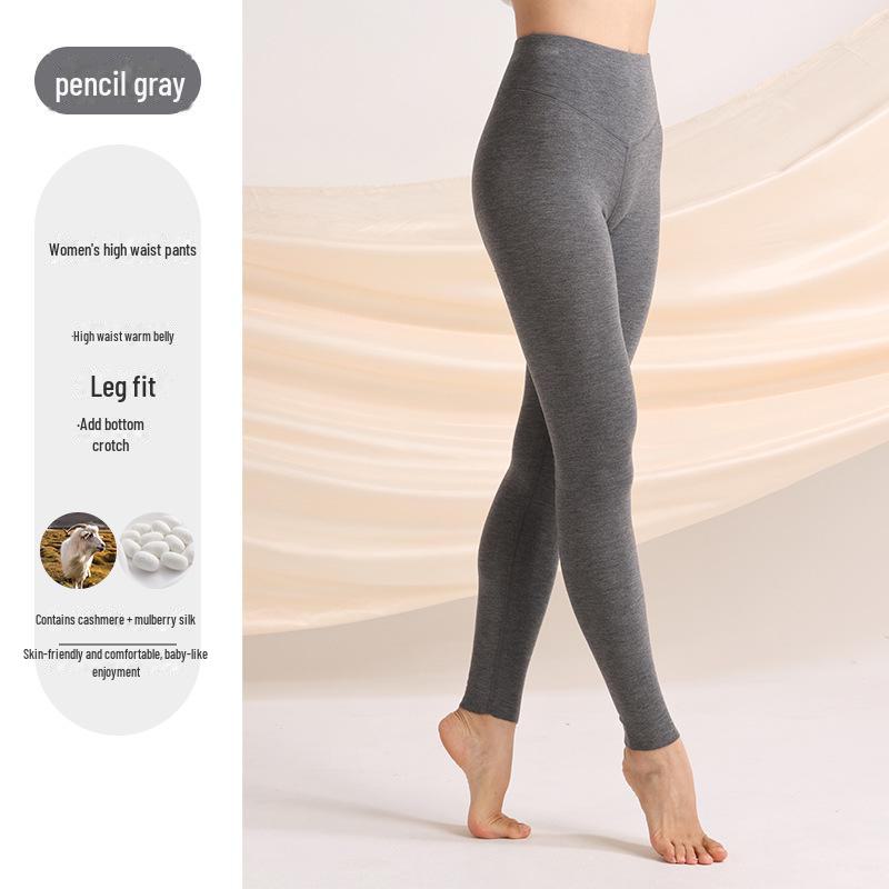 Peach Heart Collar Cashmere Silk Thermal Underwear Set – Women's High Waist Autumn/Winter Clothes and Pants