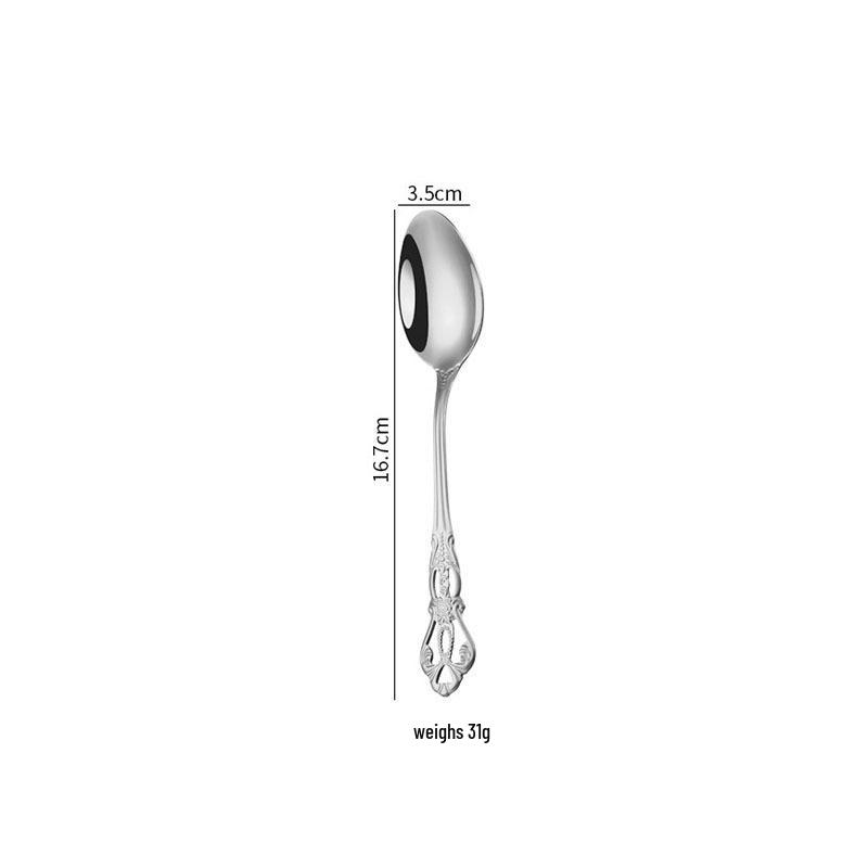 Royal Court Nordic Light Luxury Stainless Steel Cutlery Set - Silver Hollowed-out Knife, Fork & Spoon