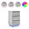 Nightstand with LED Lights Grey Sonoma 38 x 34 x 65 cm