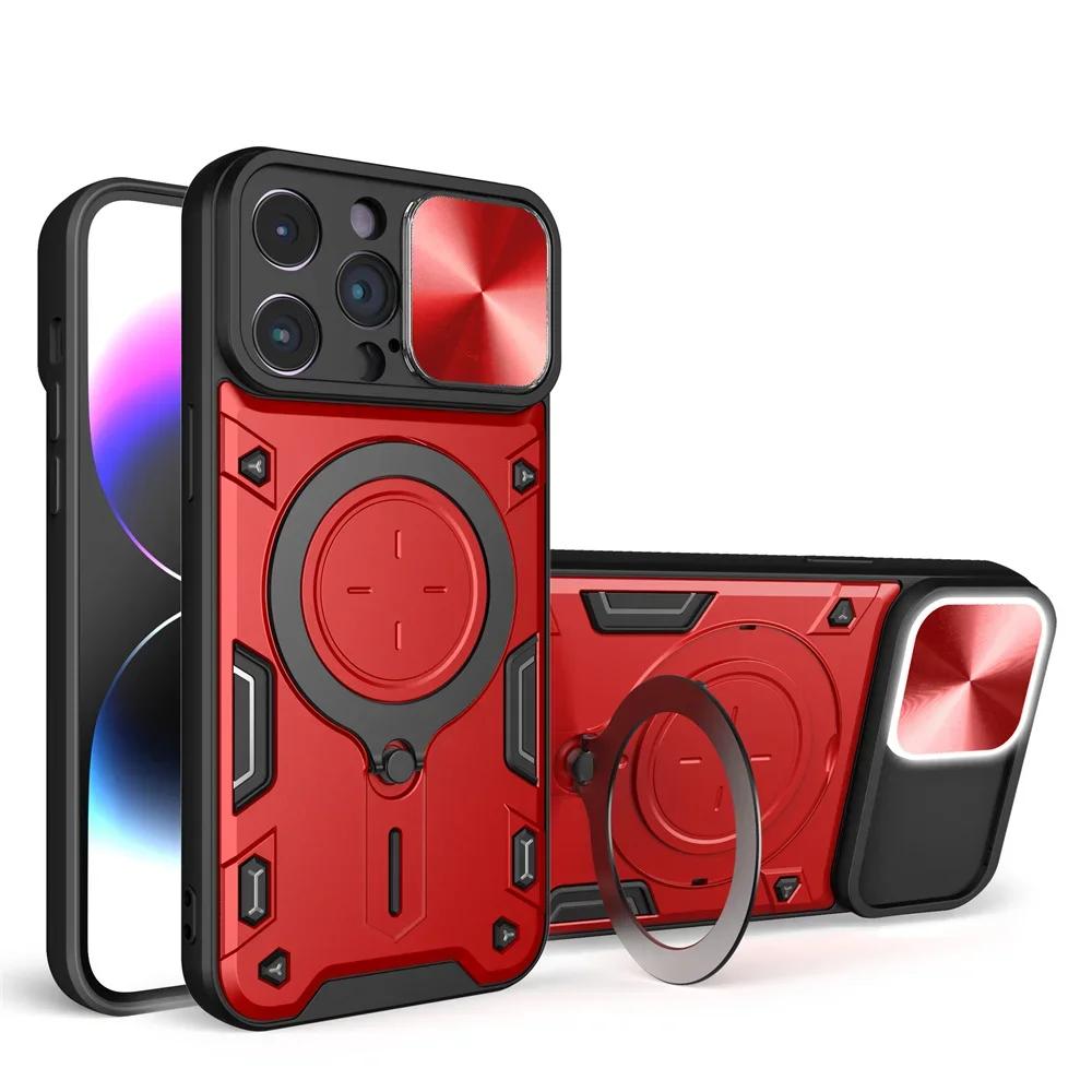 Custodia IPhone 16 Con Supporto Magnetico Girevole 360° [Mag-Safe] - Protezione Obiettivo, Trasparente Antigiallo (6,1 Pollici, Nero)