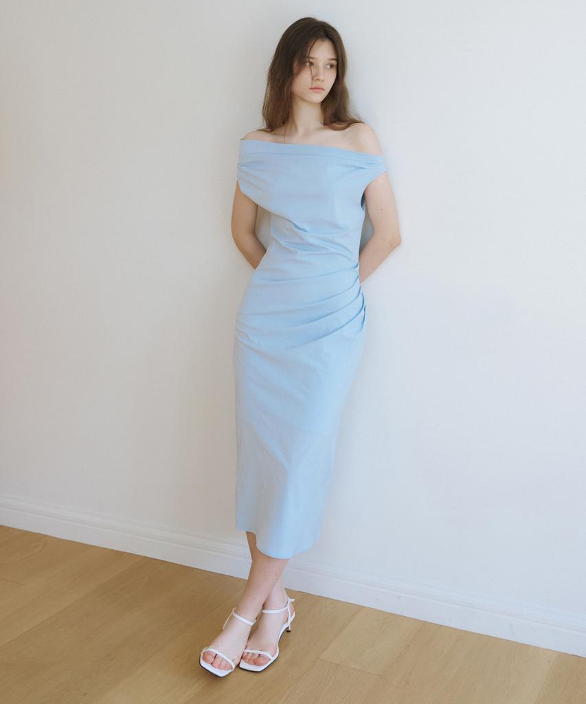 Riorg Wa Unbalanced Drape Sleeveless Ops Sky Blue