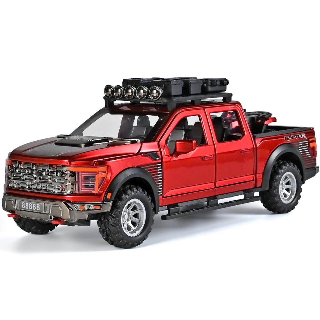 1/24 Ford F150 Off Road SUV Alloy Diecast Model Car Sound & Light Simulation Collectibles Hobby Birthday Gifts for Friend Pull Back