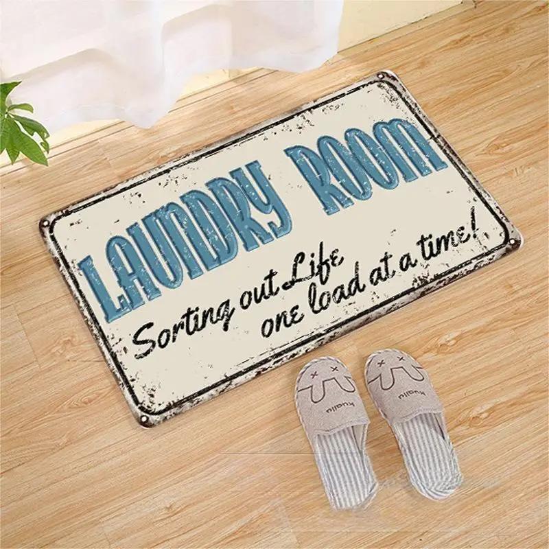 Laundry Room Printed Carpet Non-Slip Soft Entryway Foyer Bedroom Entrance Doormat Laundry Room Floor Mats Home Decoration