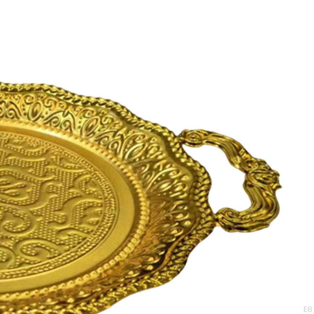 Fruit Plate Appetizer Platter European Metal Multipurpose Serving Tray with Handles for Candy